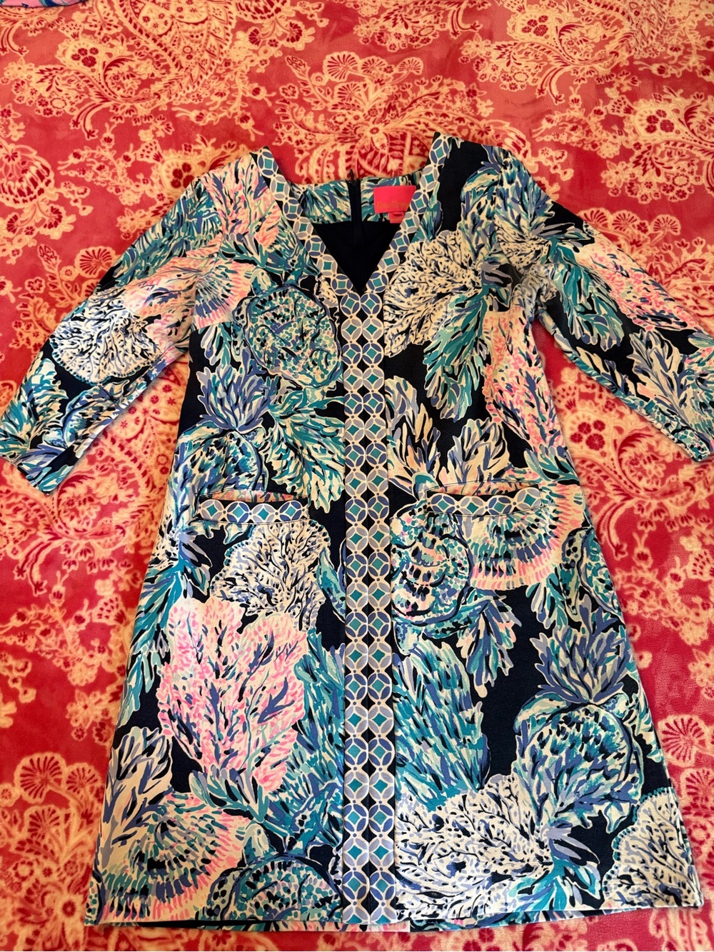 Lilly Pulitzer Shift Dress with Teal & Pink Accents